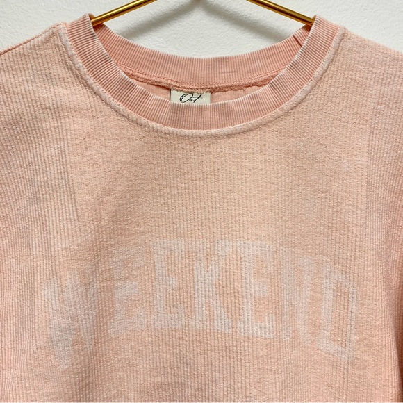Oat Collective WEEKEND Corded Ribbed Sweatshirt Size Small Urban Pink - Picture 2 of 6